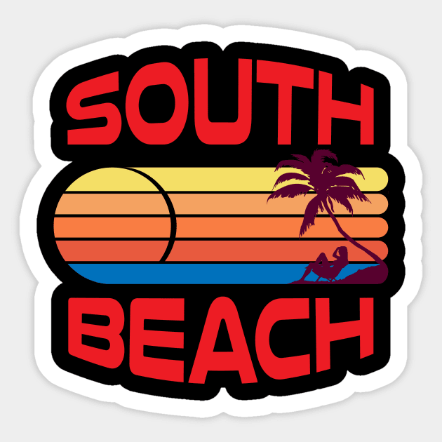 South Beach Miami Colorful Beach Side Sunset Graphic Design Sticker by Brobocop